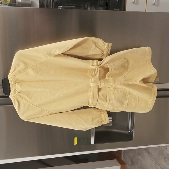 💕MOTHER DENIM💕 Gatherer Short Romper ~ So Far Gone - Rattan Yellow Size Small - Picture 13 of 16